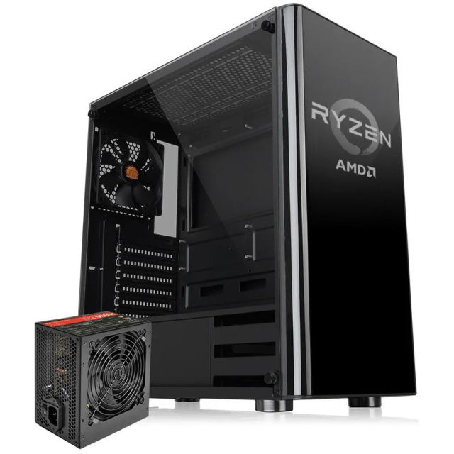 Gabinete Thermaltake V200 TG Ryzen Edition+ Fuente 500W